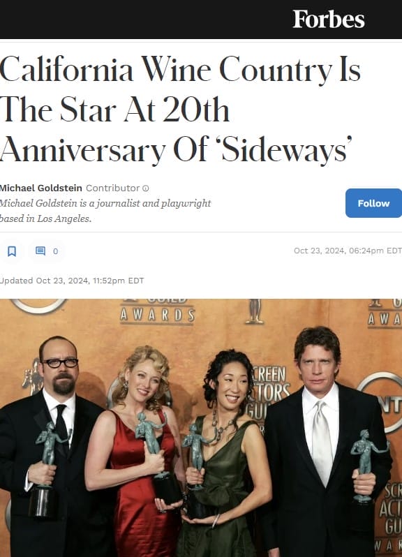 Sideways Inn Highlighted In Forbes Sideways Movie Anniversary Travel Feature